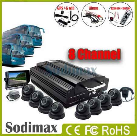 H.264 Full D1 Camera 8 Channel Car DVR